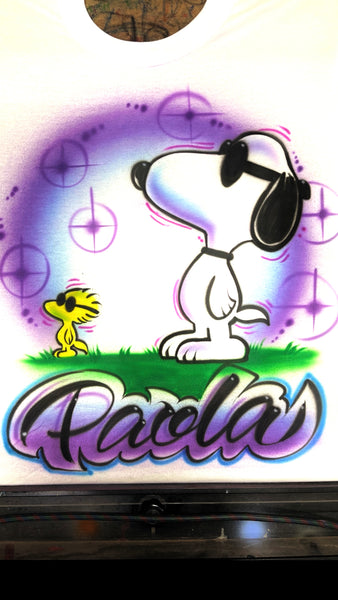 Snoopy & Woodstock Bold Script- up to 1 Word & 2 background Colors