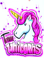 Unicorn Block Graffiti- up to 8 Block Letters, 1 word in Script or Print, & 3 Colors T-Shirt included